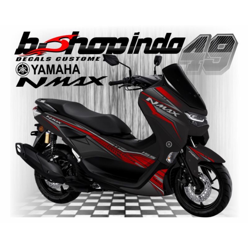 sticker decal full body Yamaha nmax new hitam merah motif grafis dan warna pilihan
