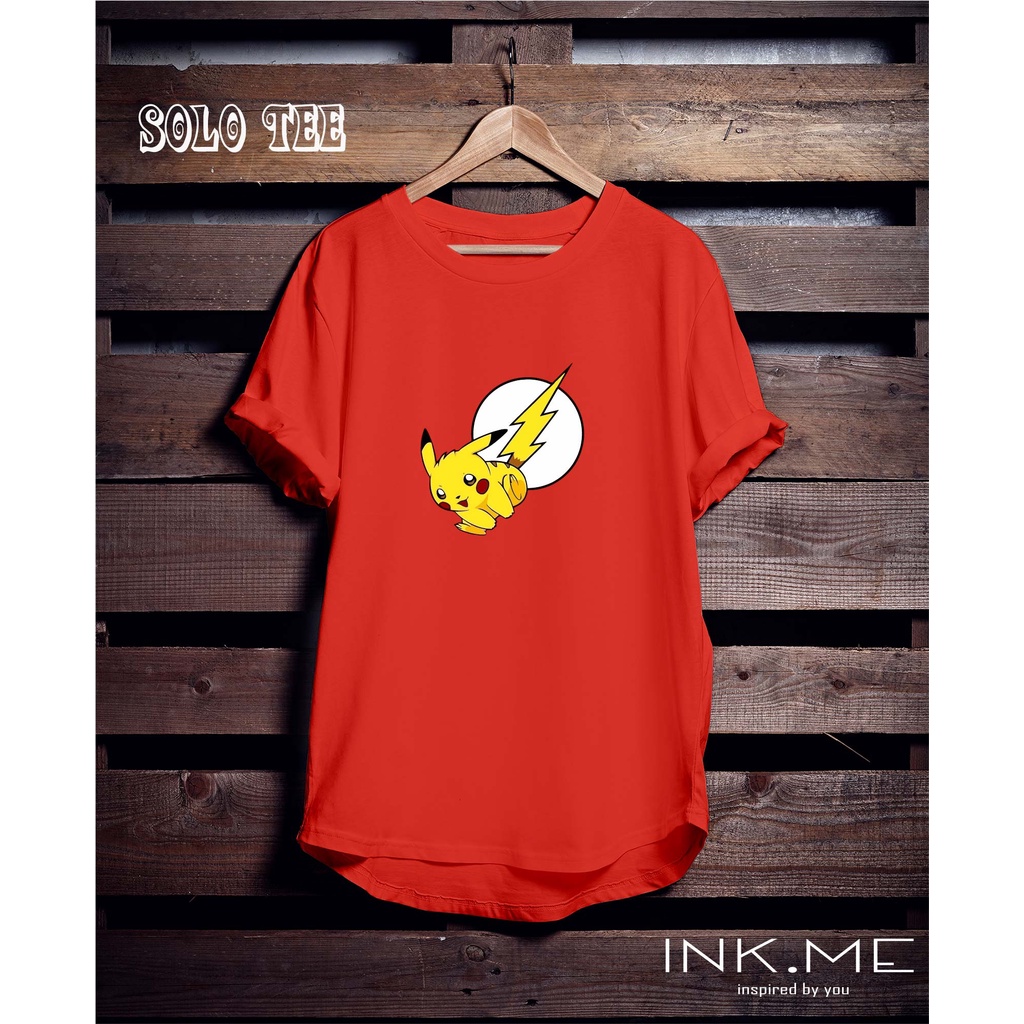 KAOS PIKACHU THUNDERBOLT RED TSHIRT