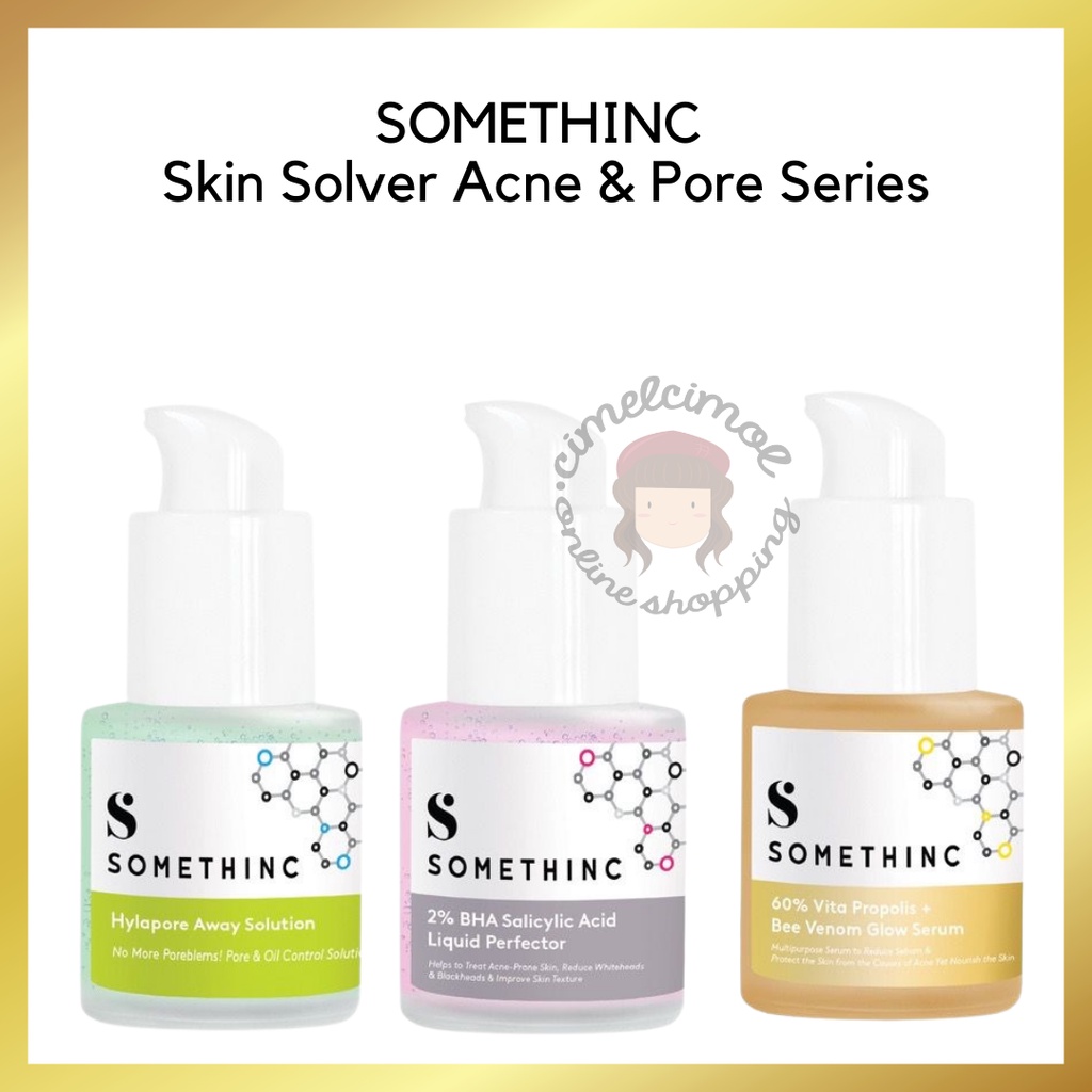 [PROMO SPESIAL] BPOM SOMETHINC SKIN SOLVER ANTI-ACNE Series 20ml - Hylapore Away Solution | 2% BHA Salicylic Acid Liquid Perfector | 60% Vita Propolis + Bee Venom Glow Serum 100% ORIGINAL