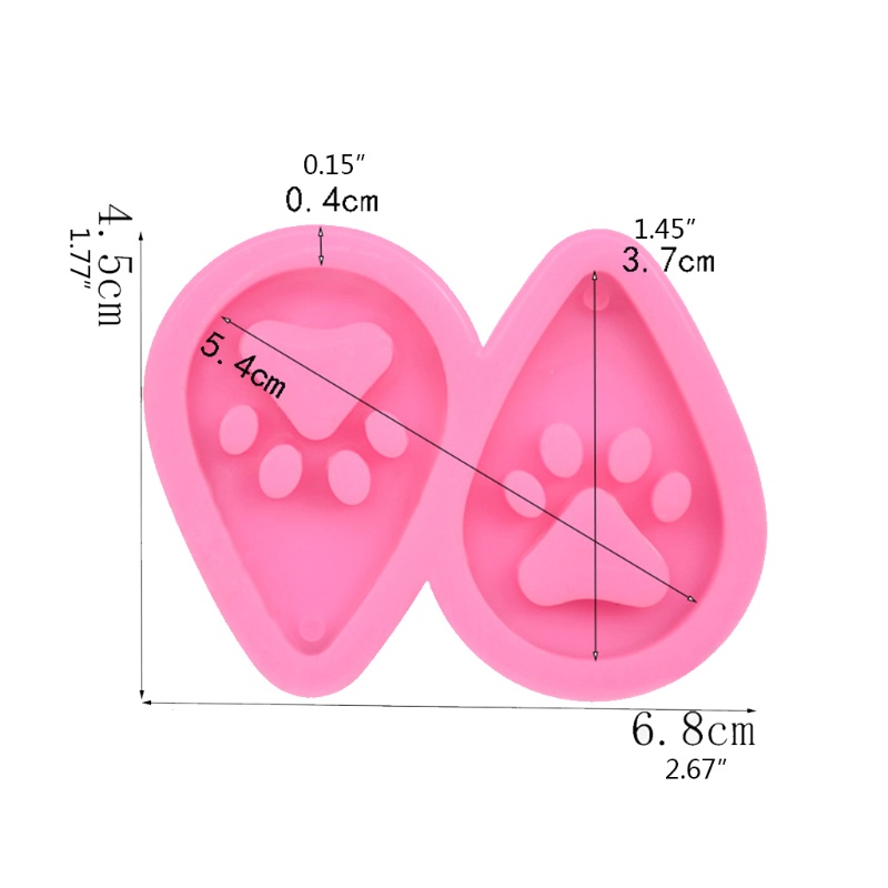 SIY  DIY Dog Paw Keychain Epoxy Resin Mold Key Chain Earrings Pendants Silicone Mould