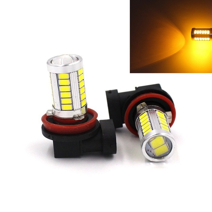 Lampu Foglamp H11 LED 33 Titik Lensa Projector Kuning