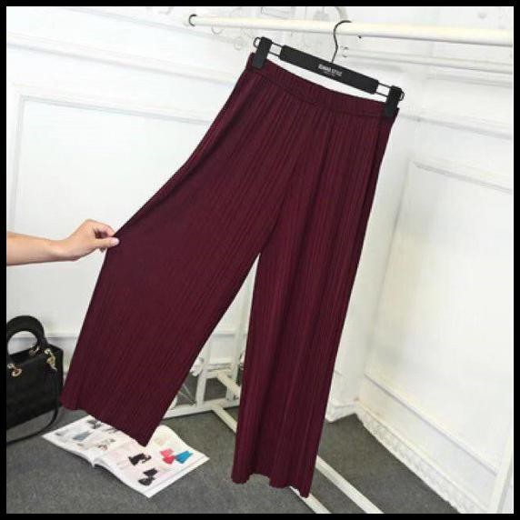 korea pants high  waist  pleated pants celana  kulot  l092 