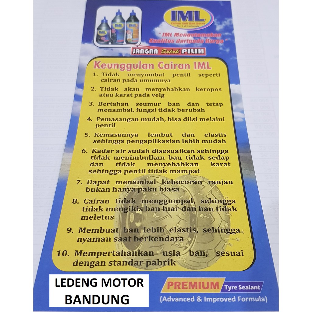 IML 350ml Cairan Anti Bocor Paku Otomatis Tambal Ban Motor Mobil Bagus