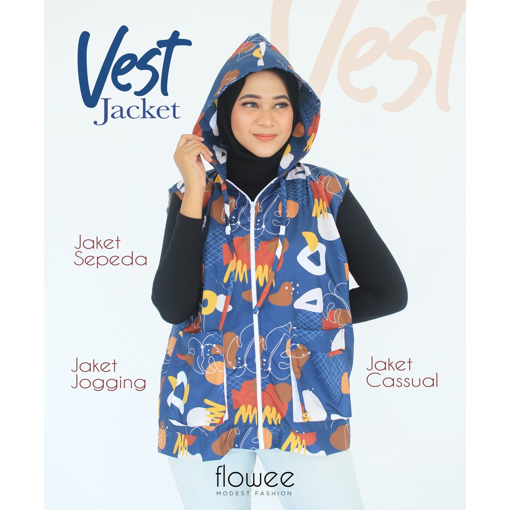 ZEVANA Jaket Rompi Vest Jacket Jaket Jogging Jaket Sepeda Jaket Rompi Motif Kekinian Ternyaman