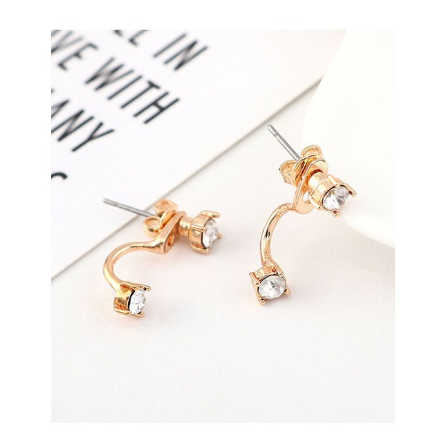 LRC Anting Tusuk Fashion Platinum Bow Stud Earrings Y63070