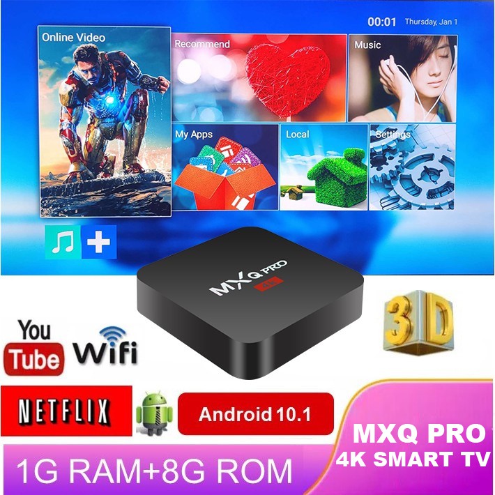 ANDROID TV BOX MXQ-PRO 4K SMART TV BOX MEDIA PLAYER / TV BOX PREINSTALLED 10000+ CHANEL HIGH QUALITY