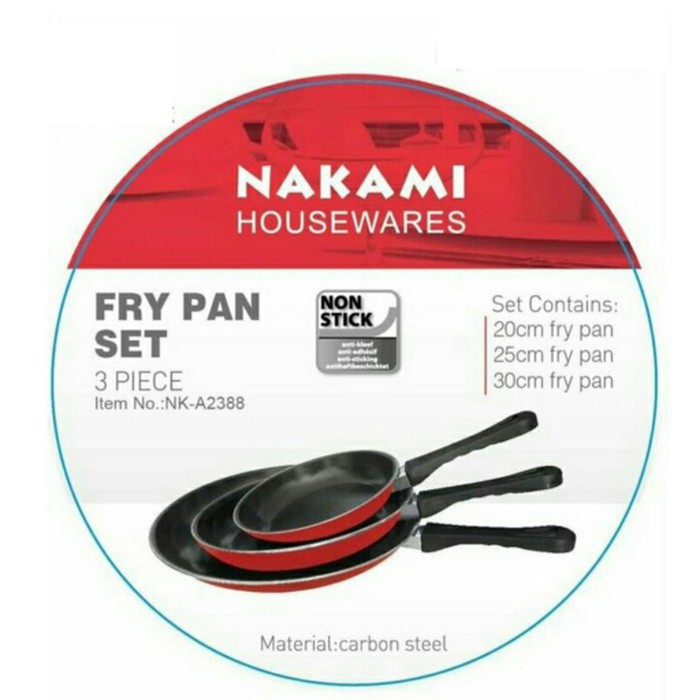 Wajan Teflon Fry Pan Nakami 3 pcs