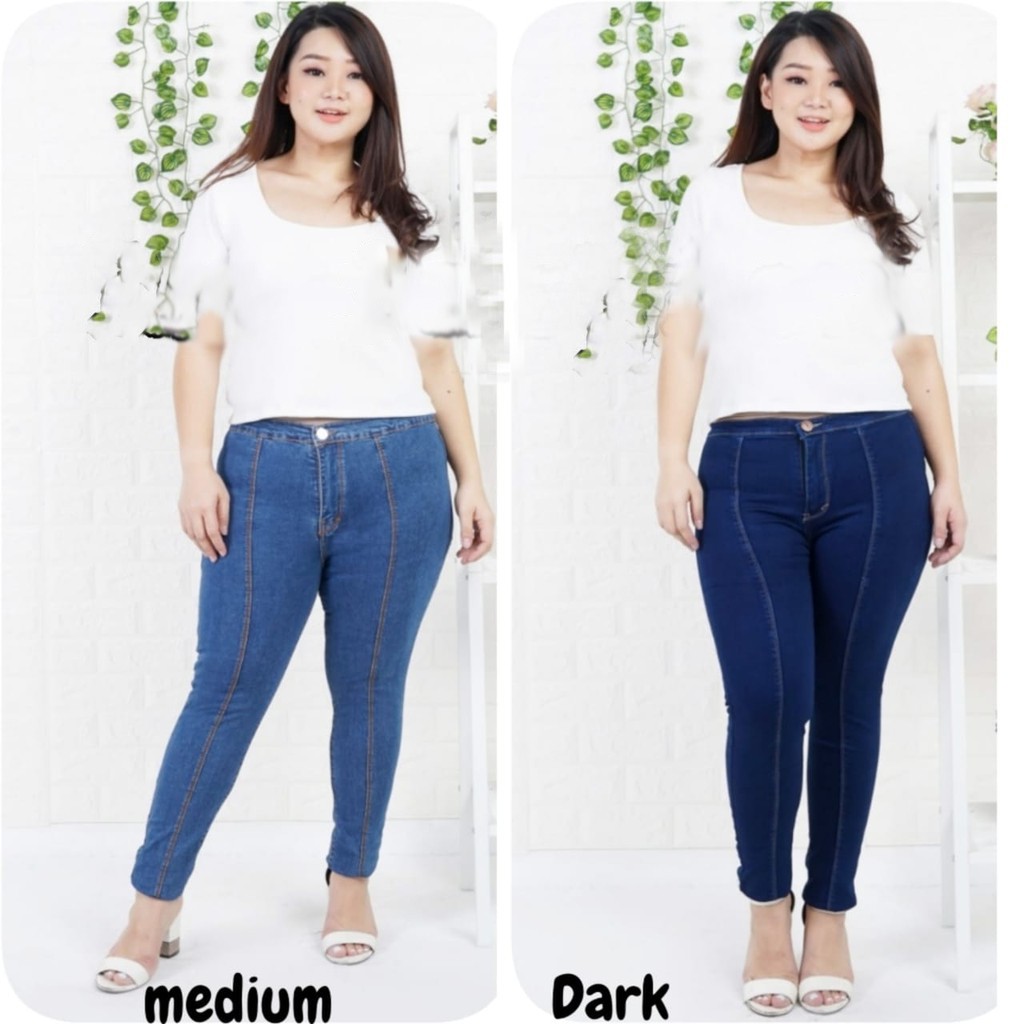 RX Fashion Celana Highwaist Front Line Jumbo Oversize Jeans stretch (size 31-34)