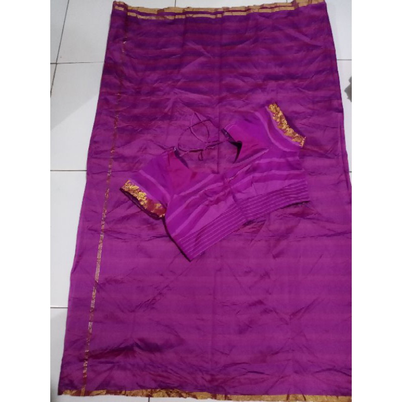 Baju india set sari banasari ungu cantik