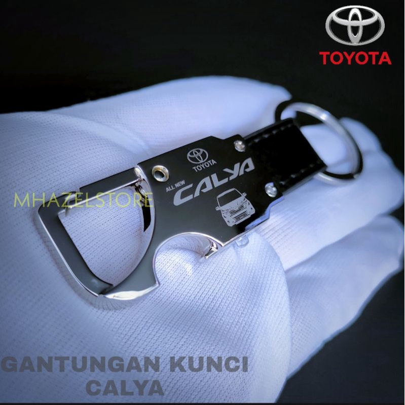 Gantungan kunci kulit stainless mobil Toyota calya logo