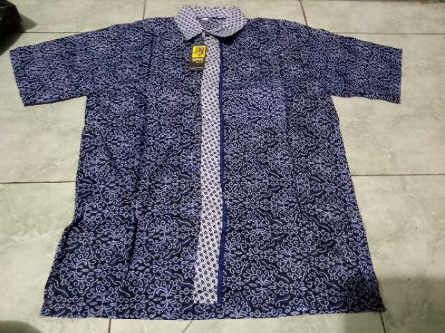 Nayshi Batik Hrb026 Baju Kemeja Batik Hem Sogan  Halus Original Kenongo Manggar Semut Ori