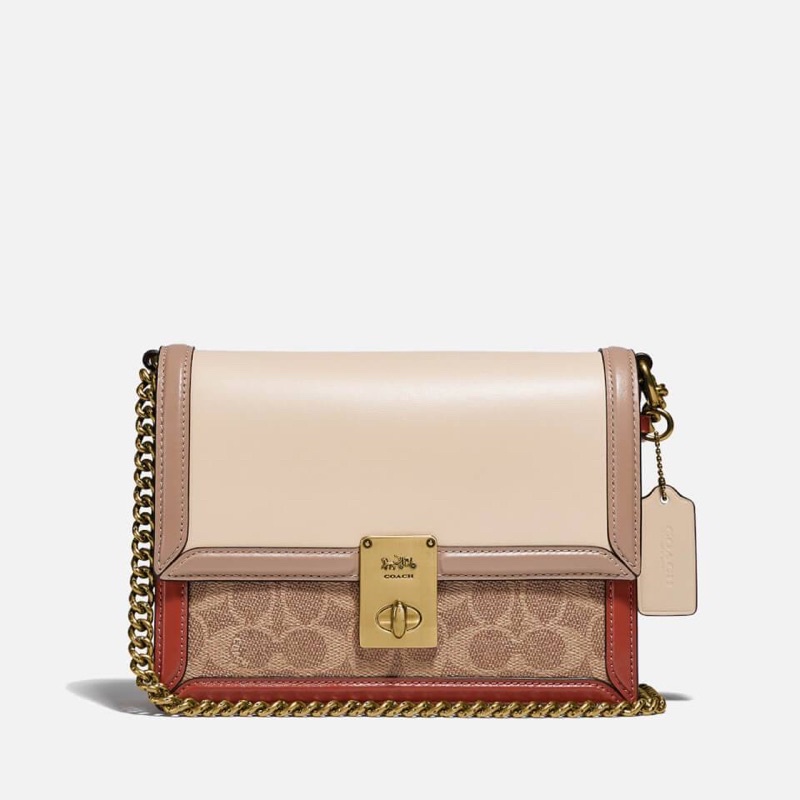 Coach Hutton Shoulder Bag In Colorblock Tan Ivory Multi (2795)