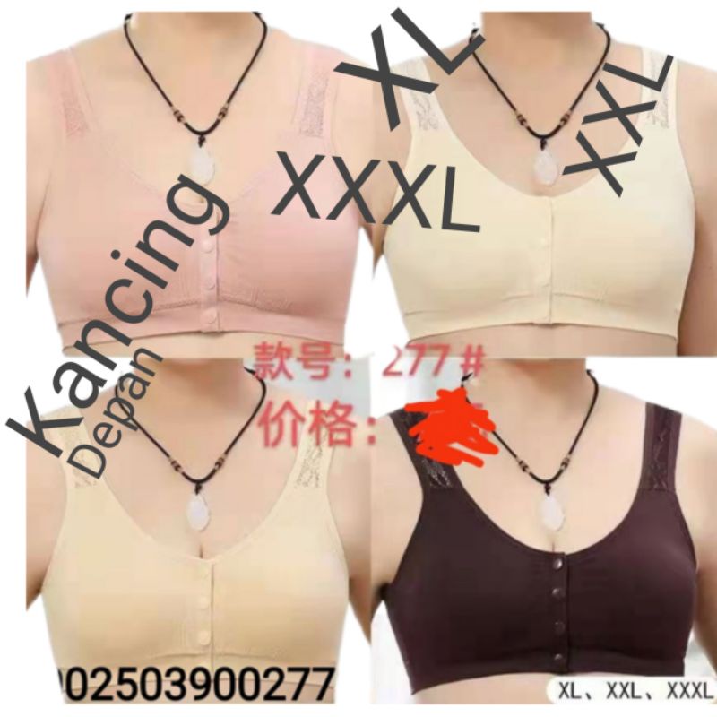 miniset JUMBO kancing depan SPORT BRALETTE BRA MENYUSUI merk fema gym senam olah raga