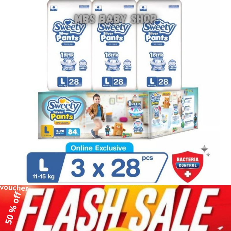 Sweety Silver Pants Popok Celana L84 Pcs M90 Pcs