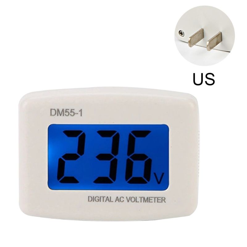 Btsg DM55-1 LCD Digital Display AC 80-300V Voltage Meter Plug Volt Meter Tes Tegangan
