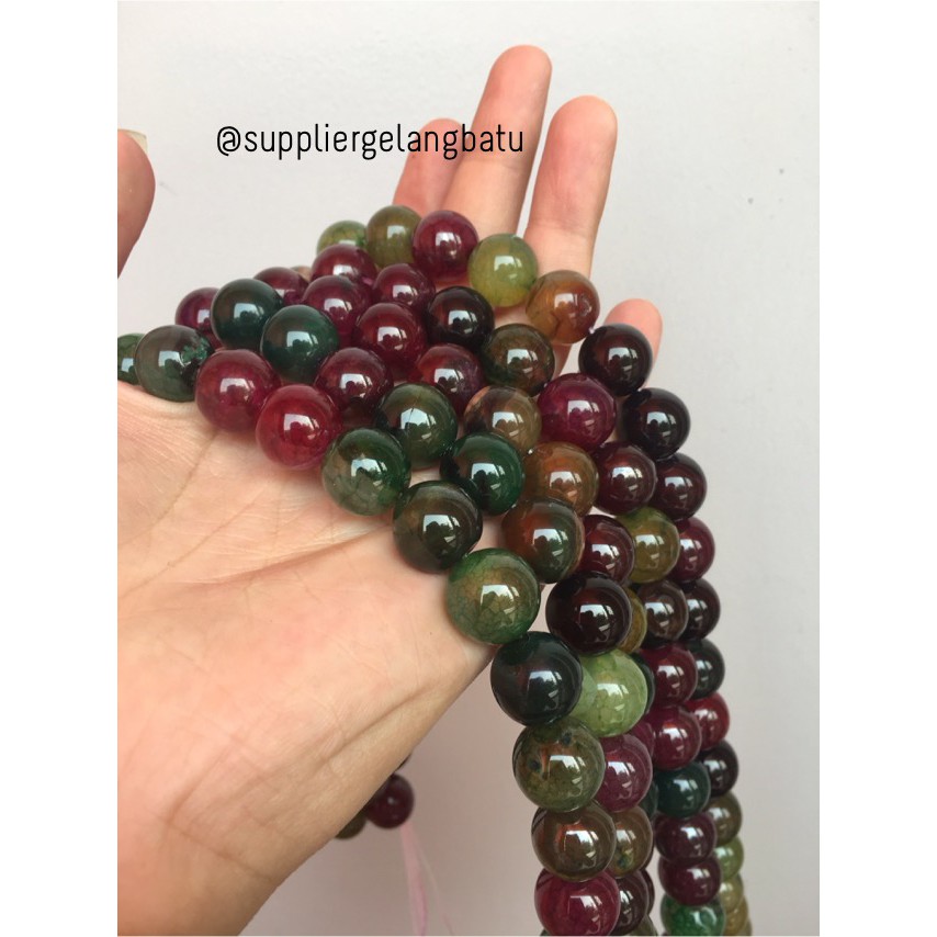 natural 14mm rainbow colour onyx ready stock pancawarna kilap serat aksesoris craft bahan supplier