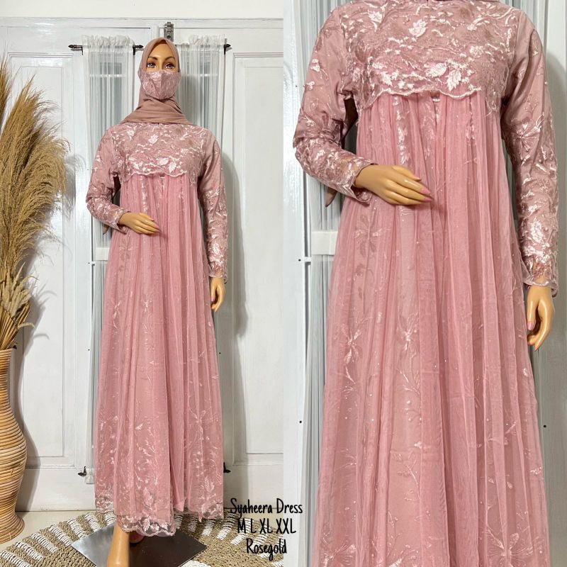 Best Produk Gamis Syaheera Dress Full Burukat Tille Muslim Wanita Premium Fashion - Gamis dress Pest