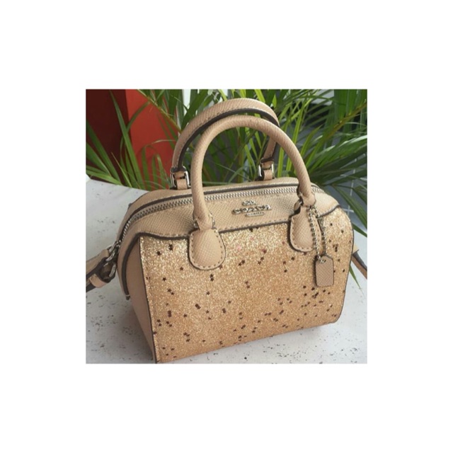 Preloved original Coach micro bennet satchel with star glitter gold