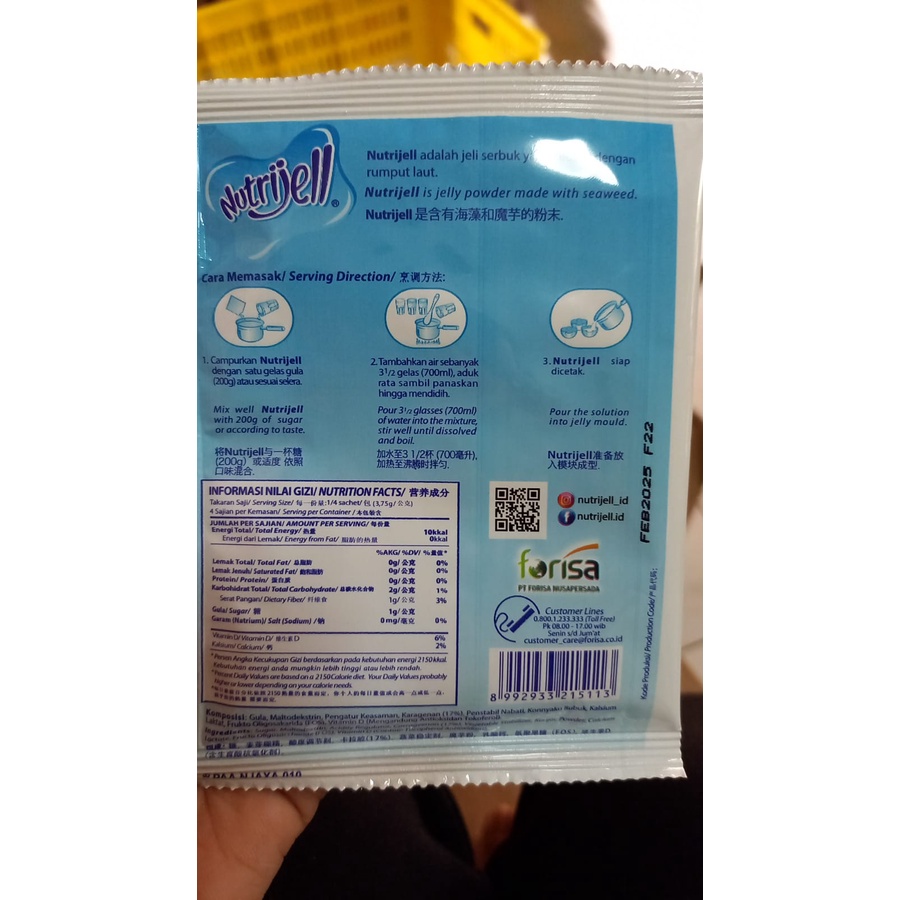 NUTRIJELL Nutrijel Tepung Serbuk Agar Jelly Tanpa Rasa / PLAIN 15 gr G / 15gr