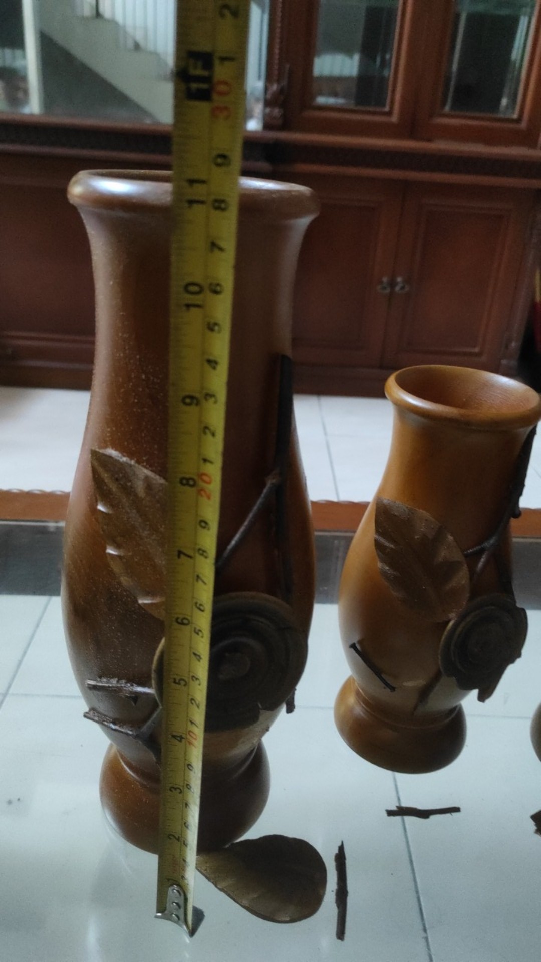 Vas Bunga Kayu Jati Set 3 Pcs.