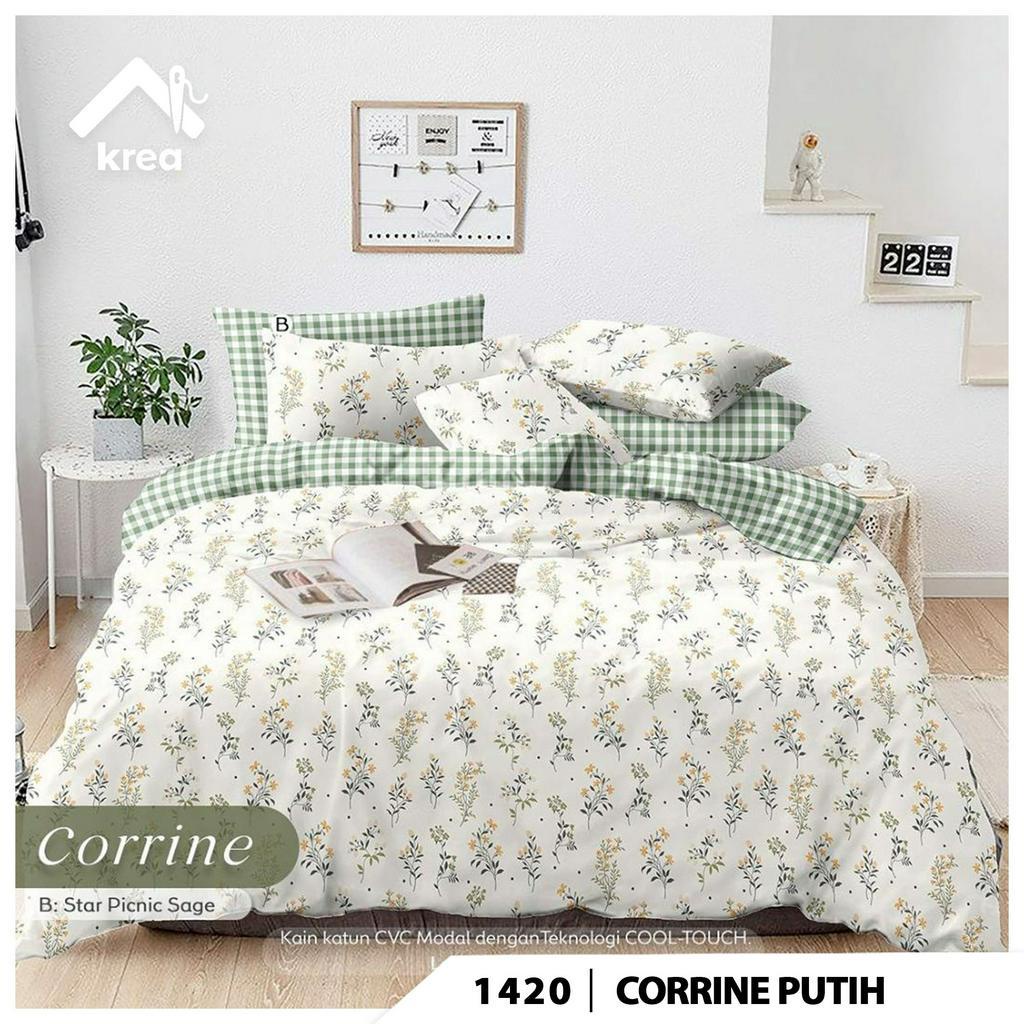 SET SPREI AESTHETIC BAHAN KATUN CVC ANTI GESER SARBAN + SARGUL MOTIF  1