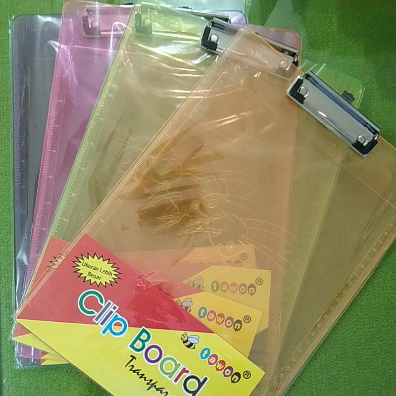

Papan Jalan Clipboard + 2 sisi penggaris 30cm 12" Transparan Clip board Transparent Papan Tally / Papan Ujian murah