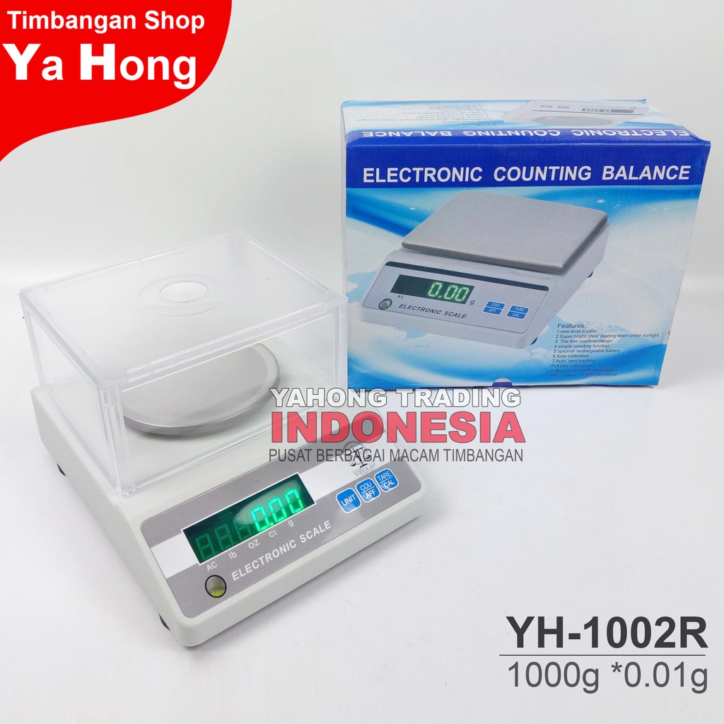 Timbangan Digital 1000g Akurasi 0.01g YHG YH-1002R 1kg Timbangan Emas Obat Bubuk Serbuk