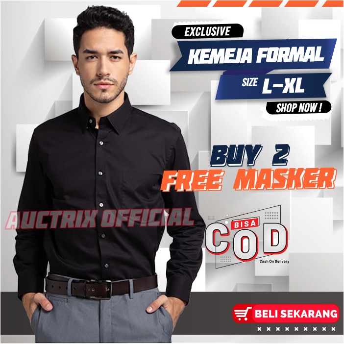 Kemeja Pria Hitam Lengan Panjang Slimfit Kemeja Hitam Pria Polos kasual Kameja Hitam Army Putih Navy