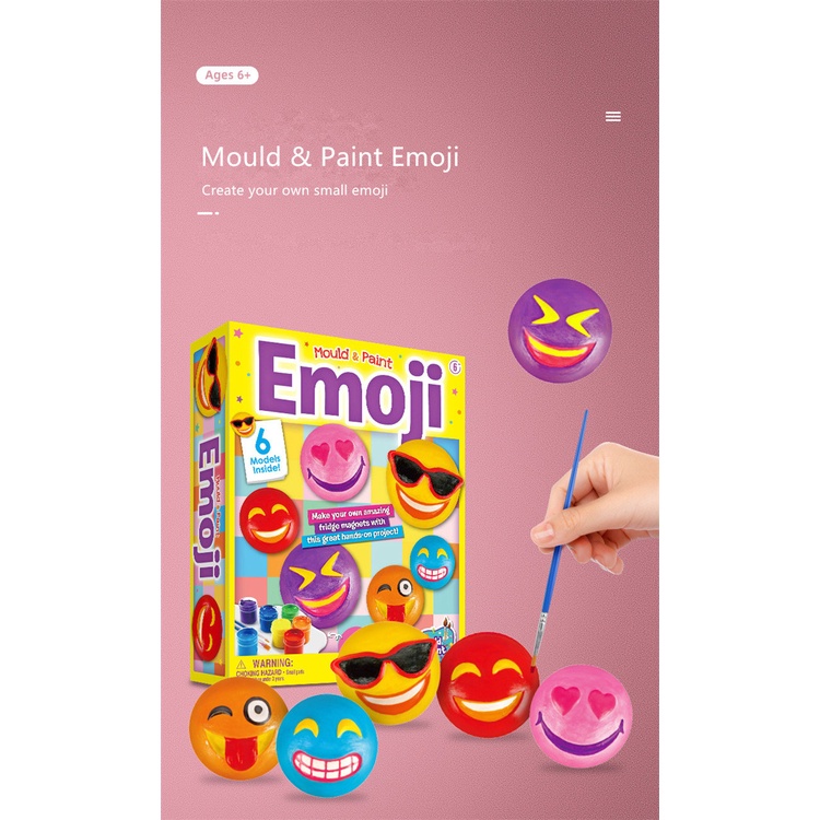 Set Melukis 3D Emoji Smiley face Painting Set DIY Mewarnai Emoji 3D Paint Set