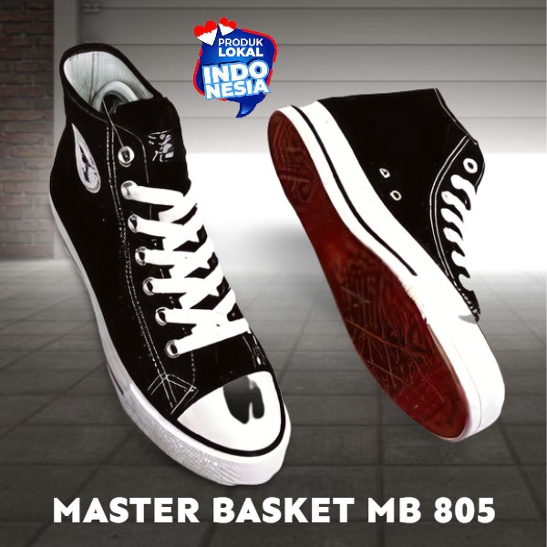 Sepatu Sekolah Master Basket MB 805 Hitam Putih Original Tinggi