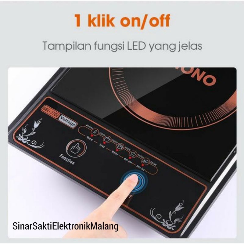 Samono Kompor Listrik Induksi Touch Screen 600W Garansi Resmi Waterproof