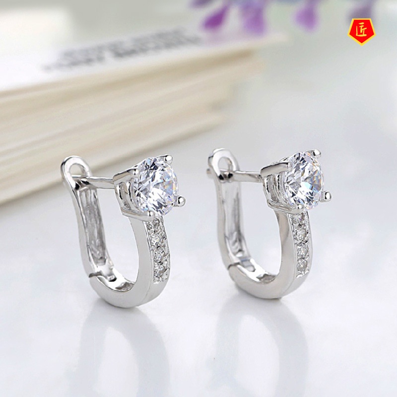 [Ready Stock]Creative Fashion Diamond Silver Ear Clip Stud Earrings