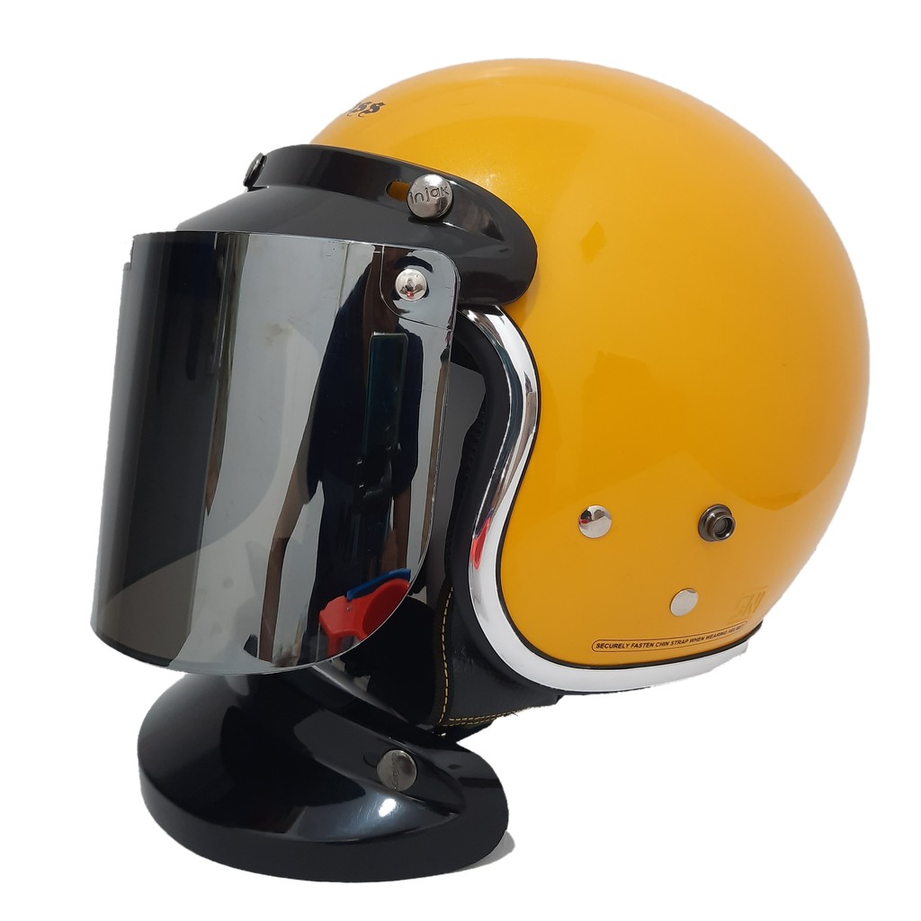 Helm Cargloss Retro Kuning Gloss List Croom