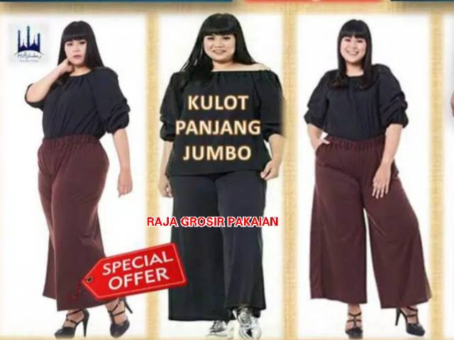 CELANA KULOT JUMBO PANJANG DEWASA BAHAN WAFFLE CREPE JUMBO DAN STANDAR MUAT BB 45KG-160KG(SUPER JUMBO)