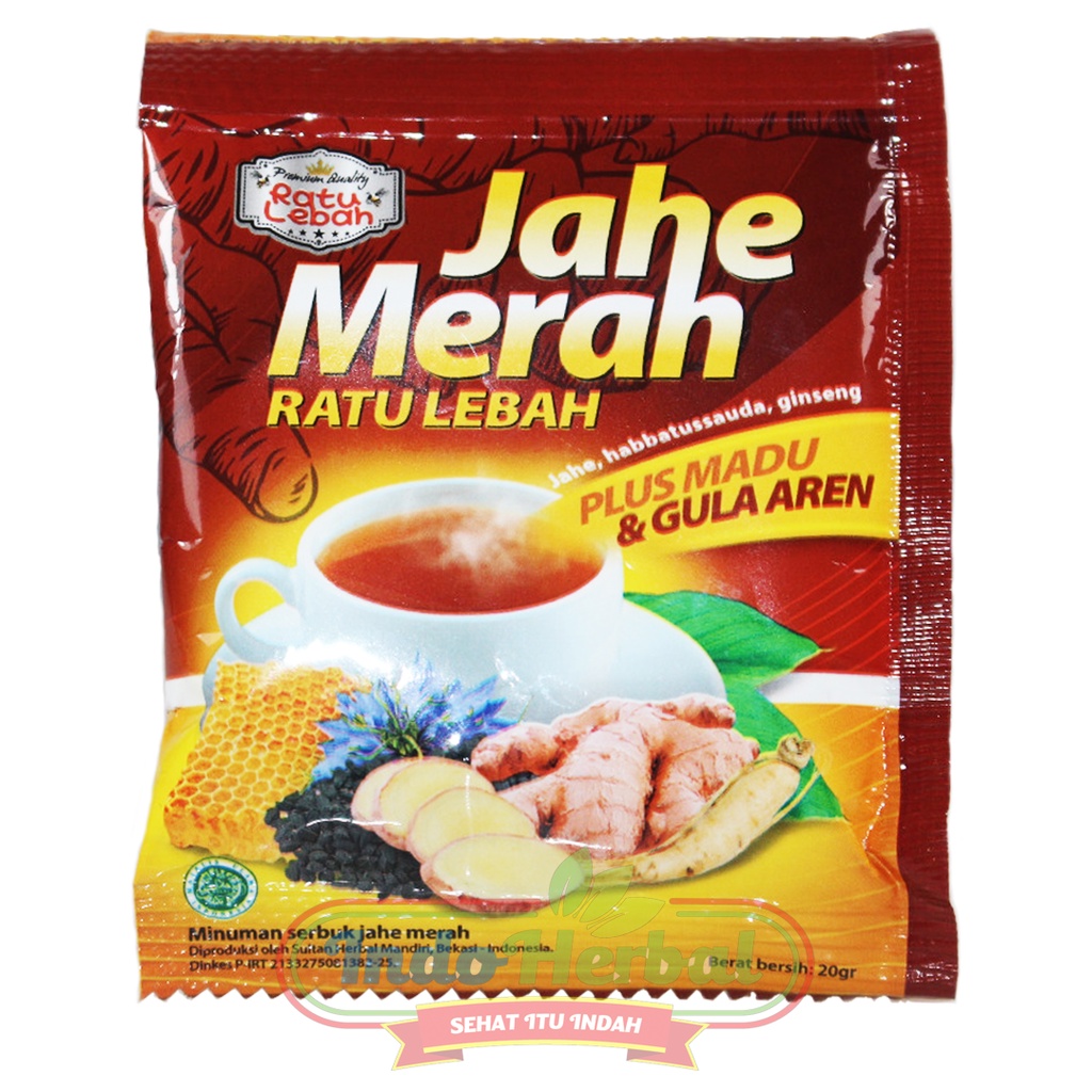 Jahe Merah Serbuk Ratu Lebah Plus Gula dan Gula Aren Isi 20gr