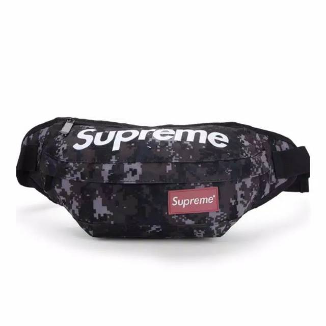 Waistbag tas selempang dada pria cowok laki-laki supreme hitam