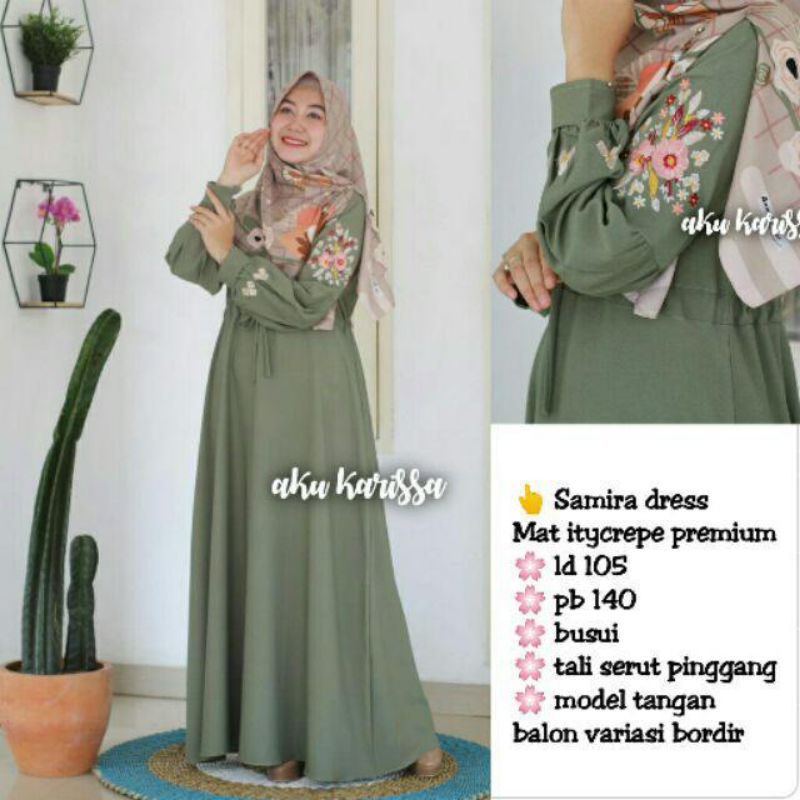 DRESS WANITA SAMIRA MOSSCREPE VONS-300Variasi： SamiraHitam, SamiraCoral, SamiraArmy, SmiraRossy, Sam
