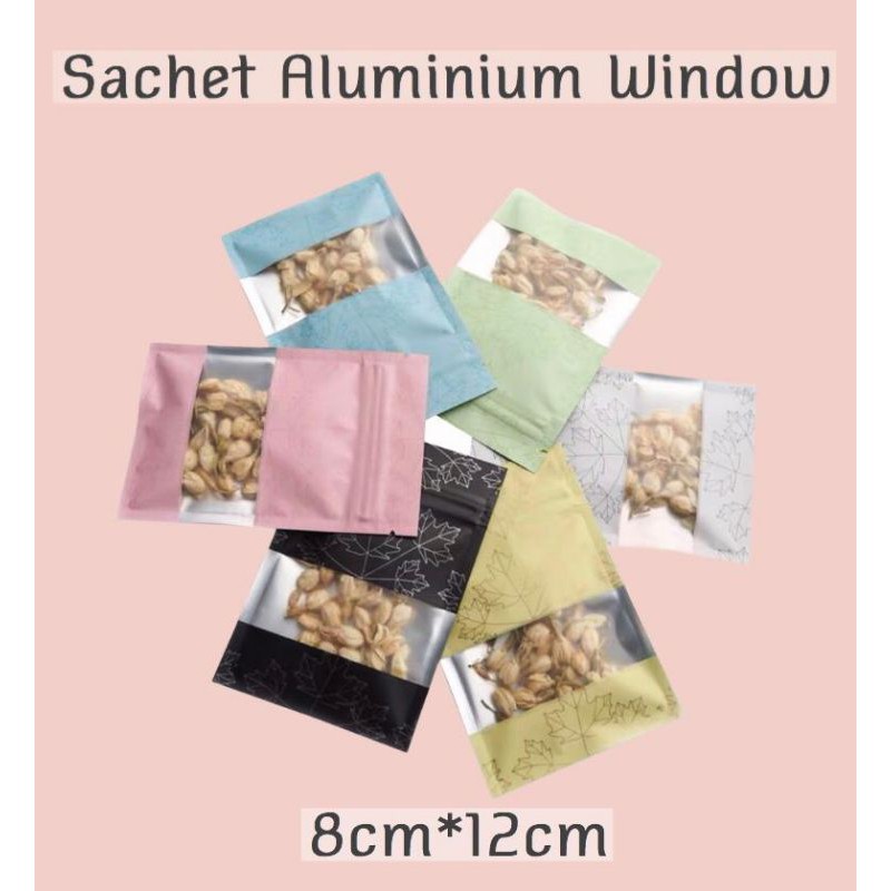 KEMASAN SACHET ZIPLOCK WARNA SEMI WINDOW 8x12cm