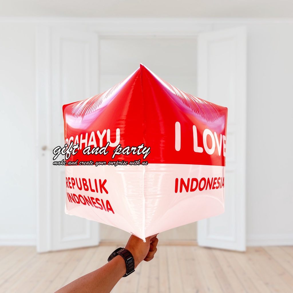 BALON FOIL BENDERA / BALON FOIL MERAH PUTIH / BALON KUBUS DIRGAHAYU