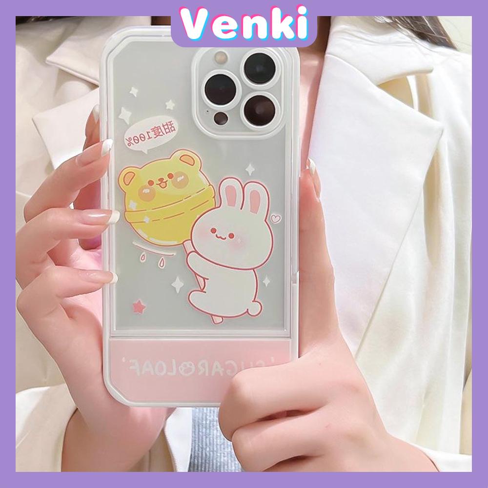 iPhone Case Acrylic Invisible Folding Stand Silicone Soft Case Shockproof Camera Cover Rabbit Cute Cartoon Compatible For iPhone 11 Pro Max 13 Pro Max 12 Pro Max 7Plus xr XS Max