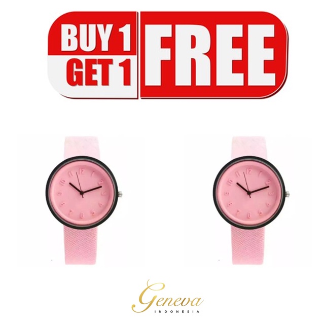 ✅COD Beli 1 GRATIS 1 - J-221 Jam Tangan Wanita Geneva Denim Hitam