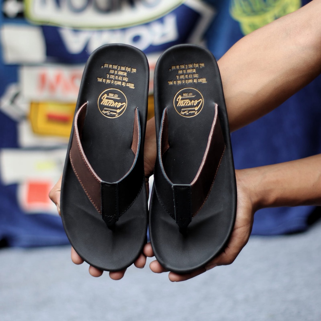 MOLK|Sandal Kulit Pria Hitam Tali Original Distro Trendy Kekinian