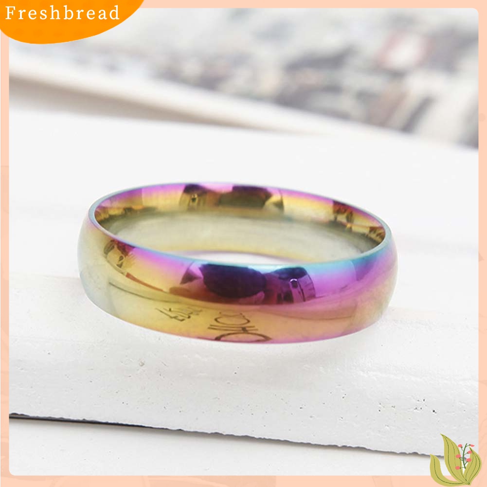 [TERLARIS]Fashion Rainbow Dome Stainless Steel Finger Ring Couple Wedding Jewelry Gift