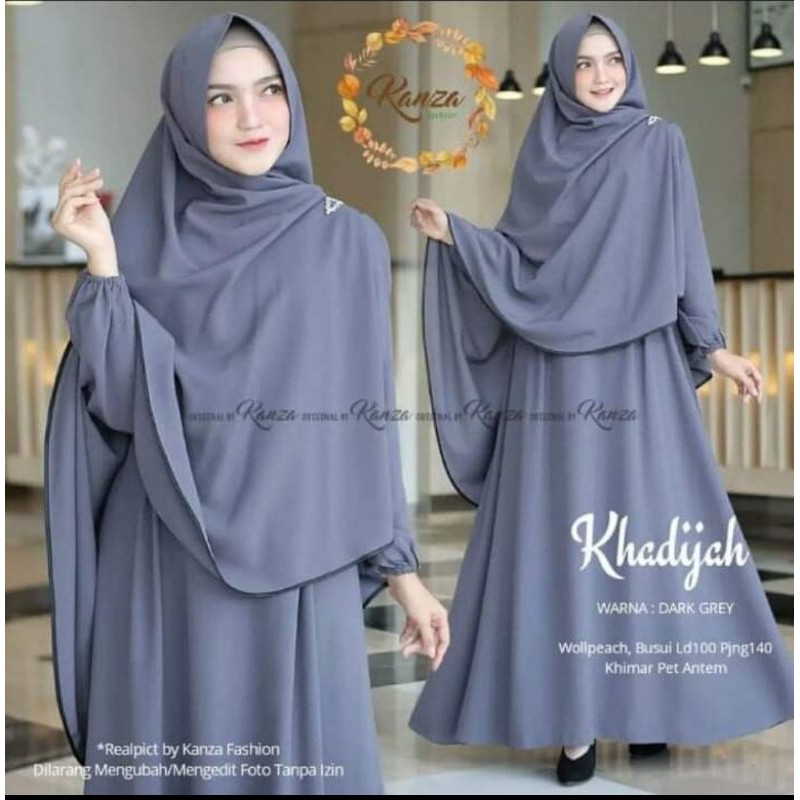 KHADIJAH SET GAMIS SYAR'I XL / JUMBO - free KERUDUNG SYAR'I MUSLIMAH BEST QUALITY