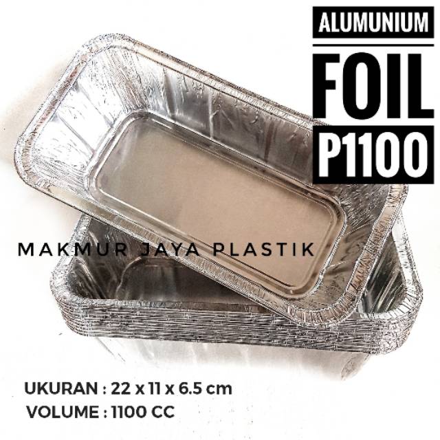 ALUMUNIUM FOIL P1100 KEMASAN MAKANAN CUP FOIL TRAY KOTAK PERSEGI PANJANG