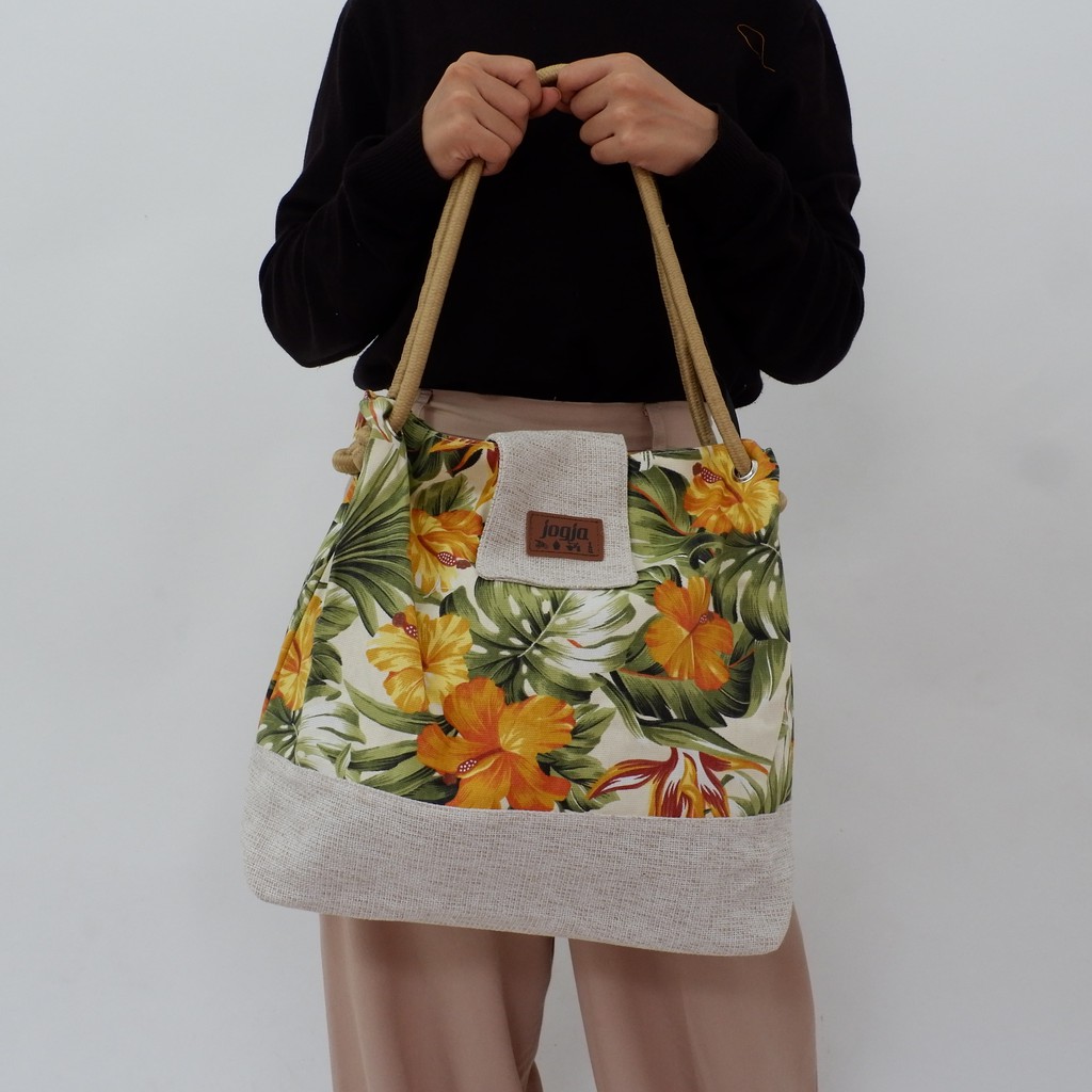 Tas Jinjing Handbag, Tas Kantor Kanvas Motif Ukuran Besar, Tas Perlengkapan Kantor