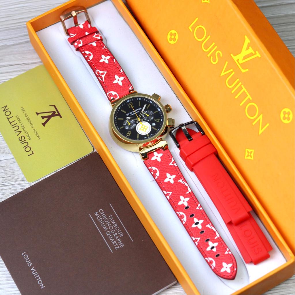 Grosiran Jam Tangan Wanita 4160YK Analog Strap Rubber Free Strap Kulit Include Box Original (COD)