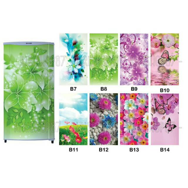 stiker kulkas 1 pintu, bunga