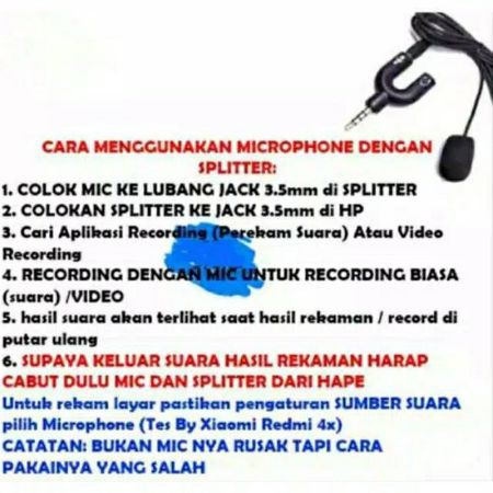 Paket Youtuber / Vloger Vlogger / Rekaman - Microphone + Splitter U ( Mic Clip On Tempel Kancing Baju + Audio ) - Youtube Vlog