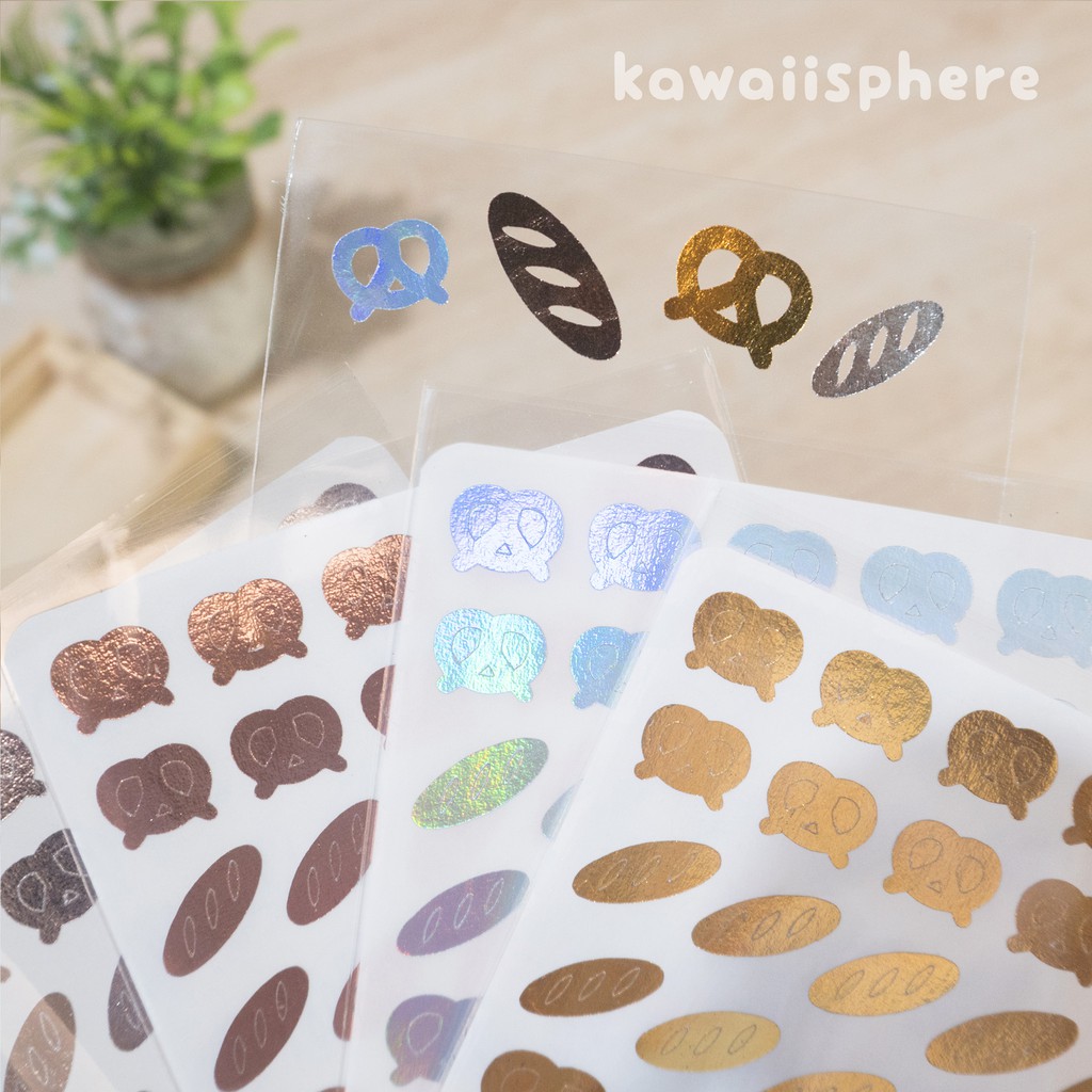 

Bread Sticker | Gold / Silver/ Rose Gold / Hologram Foiled | Stiker Foil Kawaiisphere